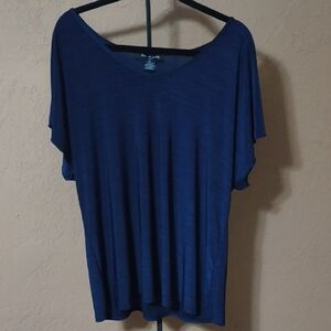 Elie McCarthy Women's Blue Short Sleeve Top Size 2X